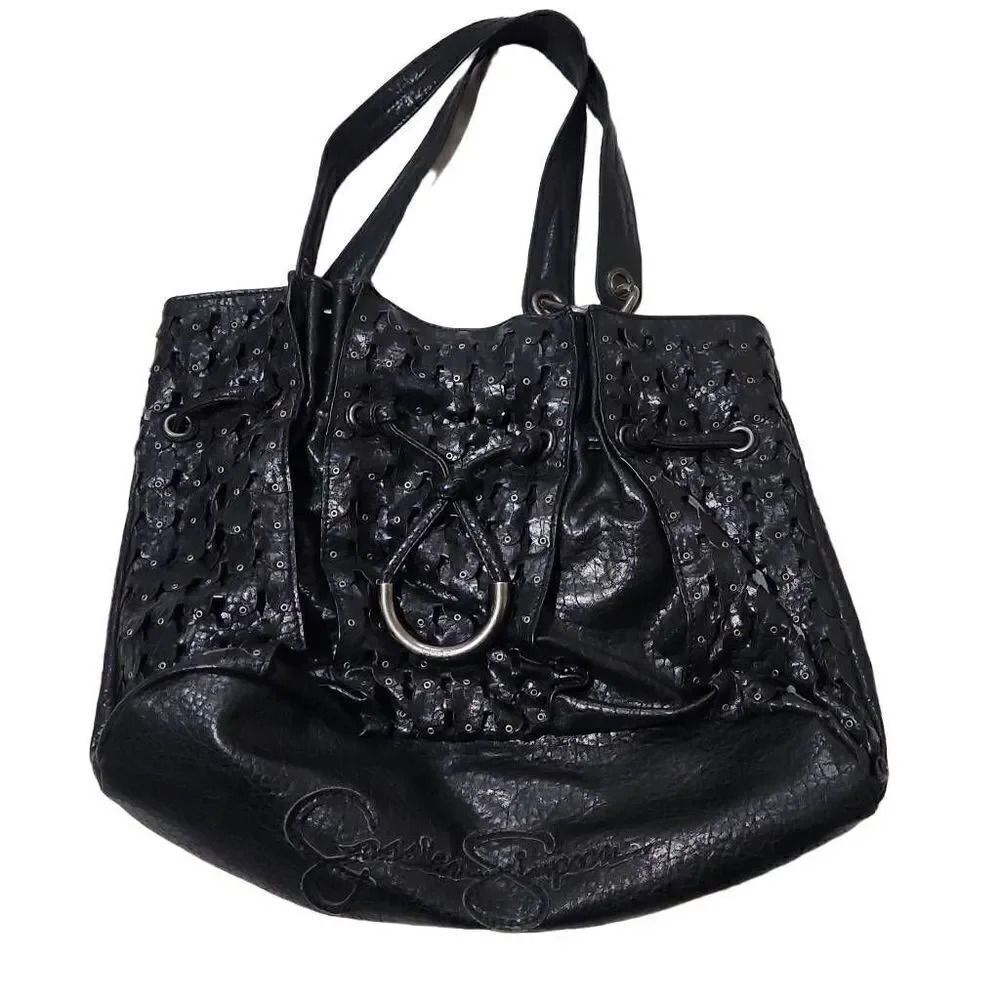 Jessica Simpson Ladies Black Grommet Handbag